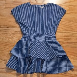 Habitual Girls Navy Striped Ruffle Dress, Size 6 GU